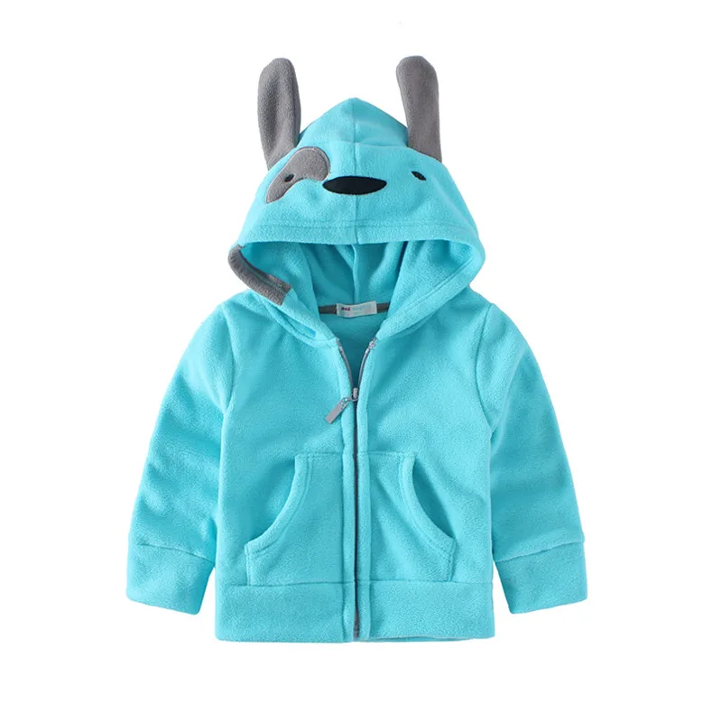 Sky Blue Dog Mudkingdom/пальто с капюшоном с изображением животных для маленьких мальчиков и девочек; яркие Зимние флисовые пальто - Цвет: Sky Blue Dog