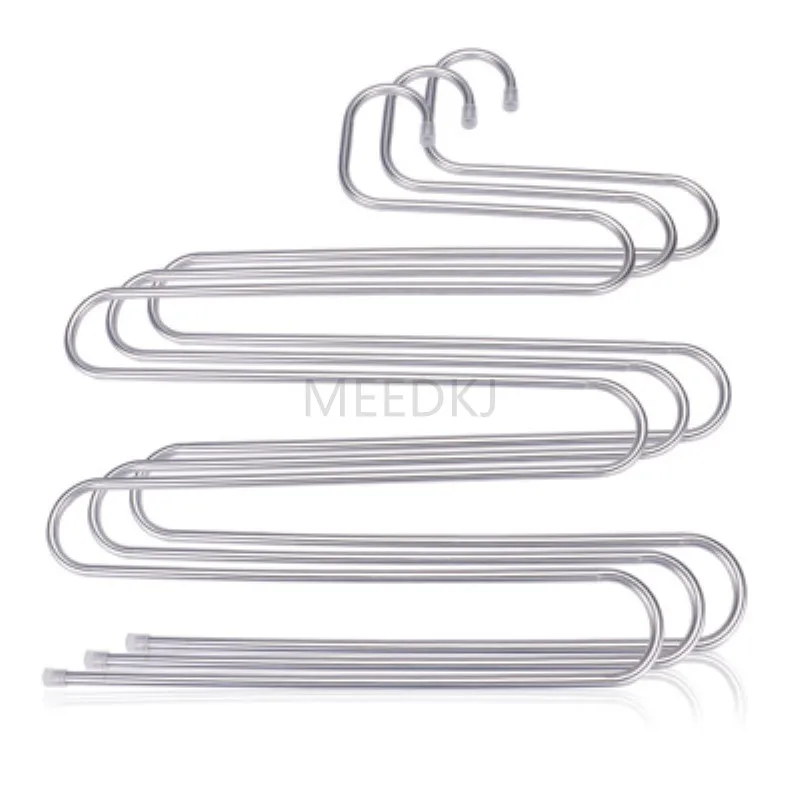 

Multi-functional stainless steel S-shaped trouser rack Multi-layer seamless adult trouser hanger saves space for storage