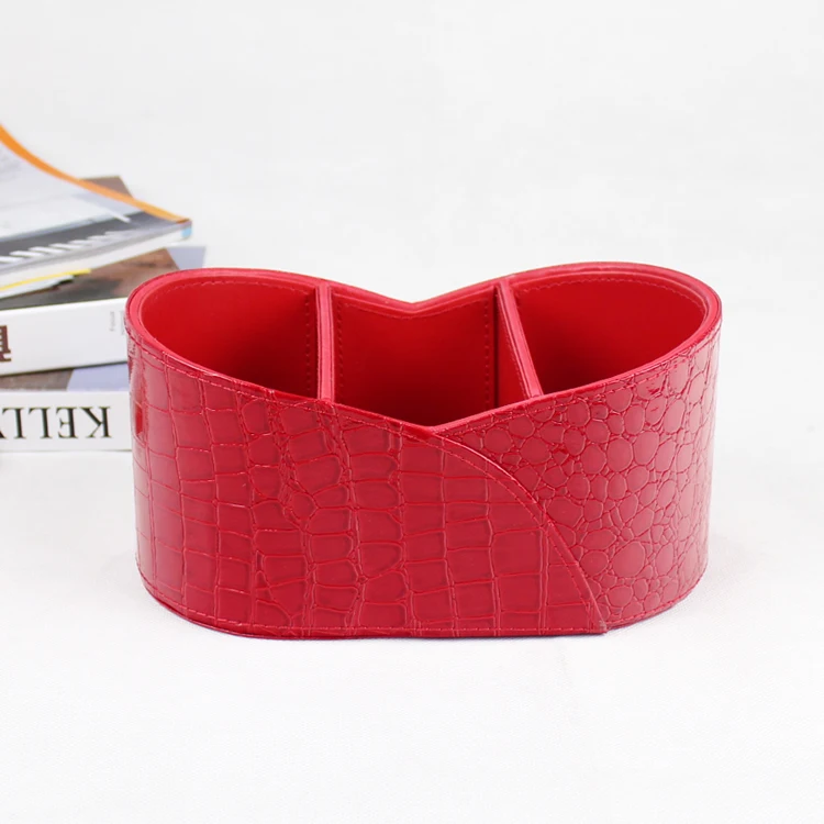 Качественная настольная коробка для хранения косметики из искусственной кожи с