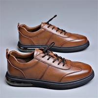 2021 spring autumn new mens casual leather shoes trendy breathable fashion black brown sneakers