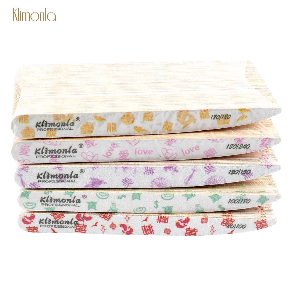

100 Pcs New White Knife Sandpaper Wooden Nail Files 100/180 Traditional Chinese Characters and Patterns Professional Nail Tools