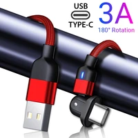 180 degree rotate 3a type c fast charging usb cable for xiaomi poco m40 m3 f3 x3 nfc redmi note 11 10 9 8 pro type c phone cable