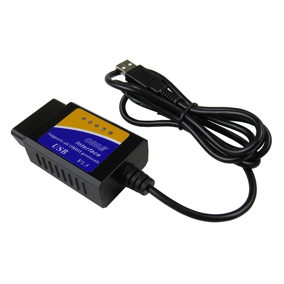 Диагностический сканер ELM327 с USB интерфейсом OBD2 V1.5 ELM 327 в 1 5 OBD 2 автоматический - Фото №1