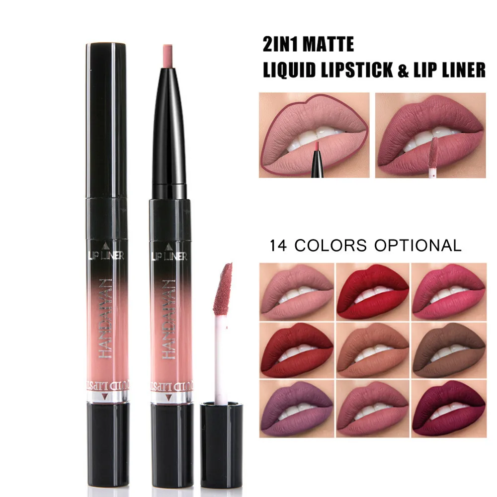 14 цветов 2 в 1 матовый бархатный блеск для губ двойное использование губная помада