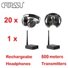 Бесшумная система для дискотеки, складные беспроводные наушники, тихий комплект для клубвечерние (20 наушников + 1 передатчик)
