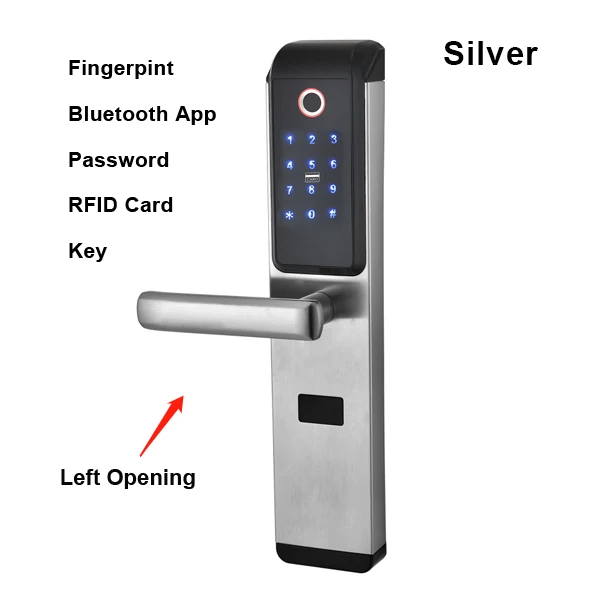 Finger Silver-Left Безопасность Смарт биометрический отпечаток пальца цифровой код RFID карты электронный дверной замок с Bluetooth App WiFi для дома - Цвет: Finger Silver-Left