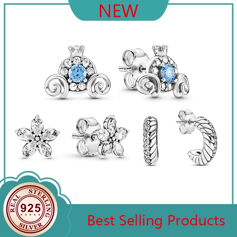 

Sparkling Snowflake Pan Earrings For Women 925 Sterling Silver Ear Rings Fashion Jewelry Clear Cz Earring