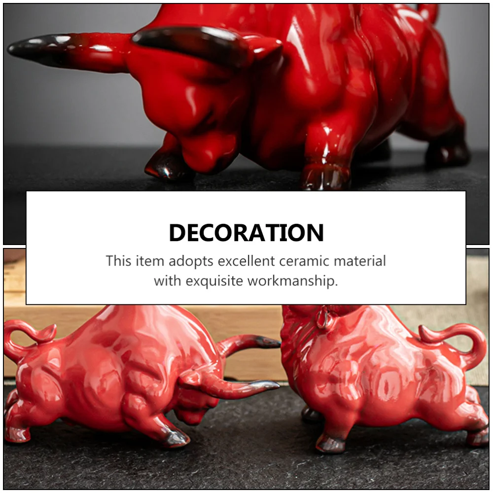 

Chinese Style Wealth Ox Statue Ceramic Animal Model New Year Art Craft