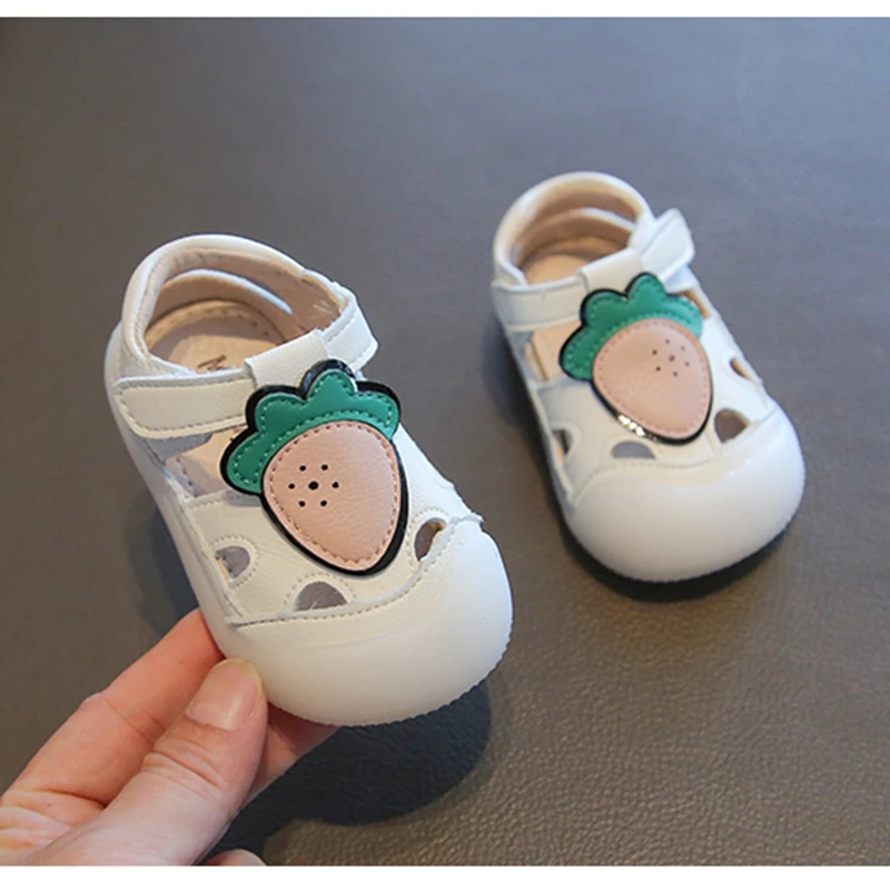 

11-15cm Brand Toddler Girls Summer Sandals,Beige Pink Infant Women Closed Toe Beach Sandals,0-3Years Old Kids Girl First Walkers