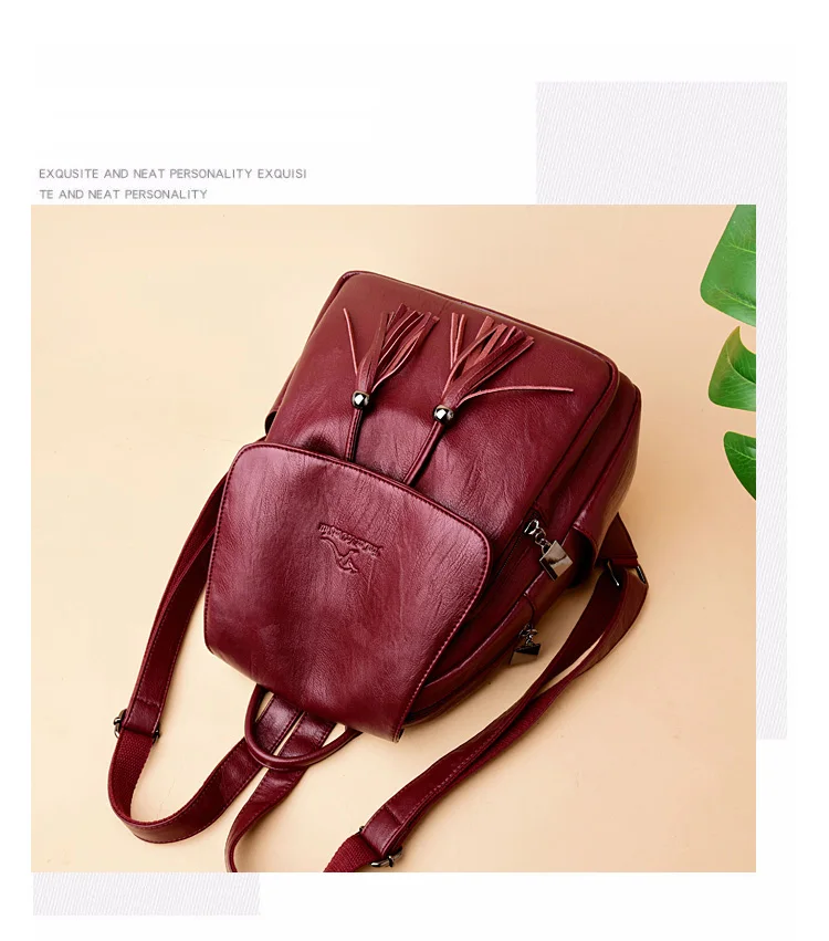Модный женский рюкзак Mochilas из овечьей кожи с кисточками, Женская дорожная сумка, рюкзаки, школьные рюкзаки для девочек-подростков