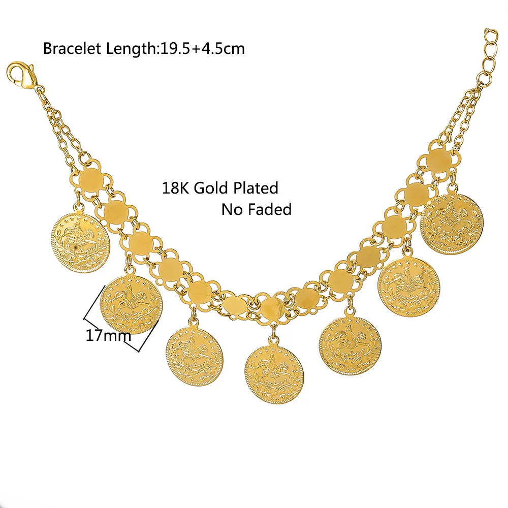 Браслет в виде Соединённых золотых монет женские турецкий Бог браслет для мужчин
