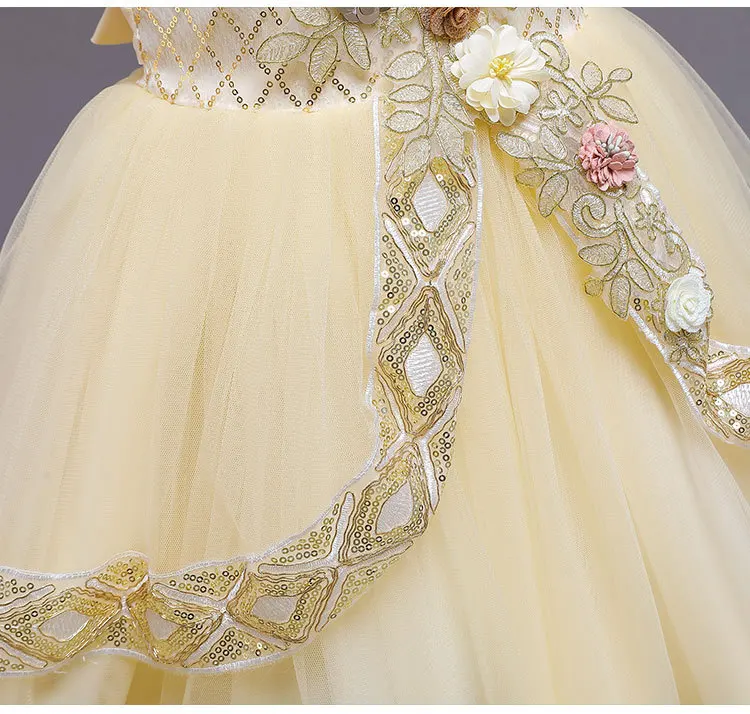 Платье для девочек высококачественное детское платье с аппликацией вышитыми