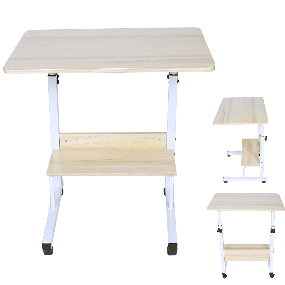 

1pc Laptop Table Foldable Movable Bedside Desk Multifunctional Laptop Stand Lifting Side Table for Home Room (60x40 cm)