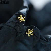moveski 925 sterling silver flower earrings women korean fashion trend jewelry wedding party gift