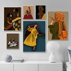Черная индийская женщина иллюстрация африканская Настенная картина на холсте Современные постеры и принты настенные картины для декора гостиной