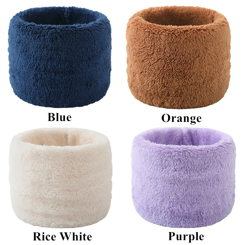 

Neck Scarf Unisex Plush Warm Solid Color Scarf Gaiter Winter Autumn Ring Women Bandana Solid Scarf Fleece Men Headband Shawl