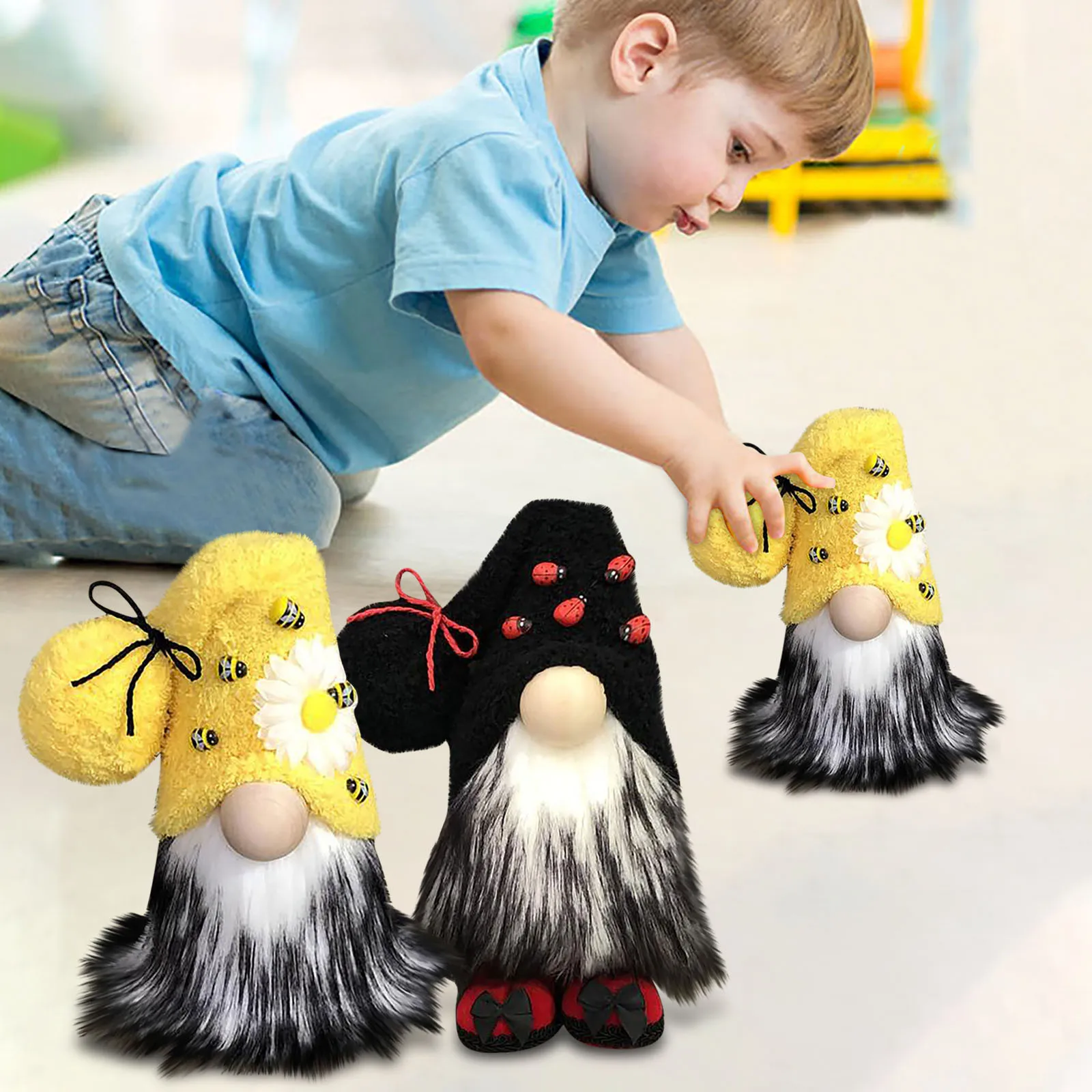 Hot Selling Bumble Bee Gnome Doll Home Decoration Plush Faceless Little Figurine Ornament Party Decorations Kids Toys | Дом и сад