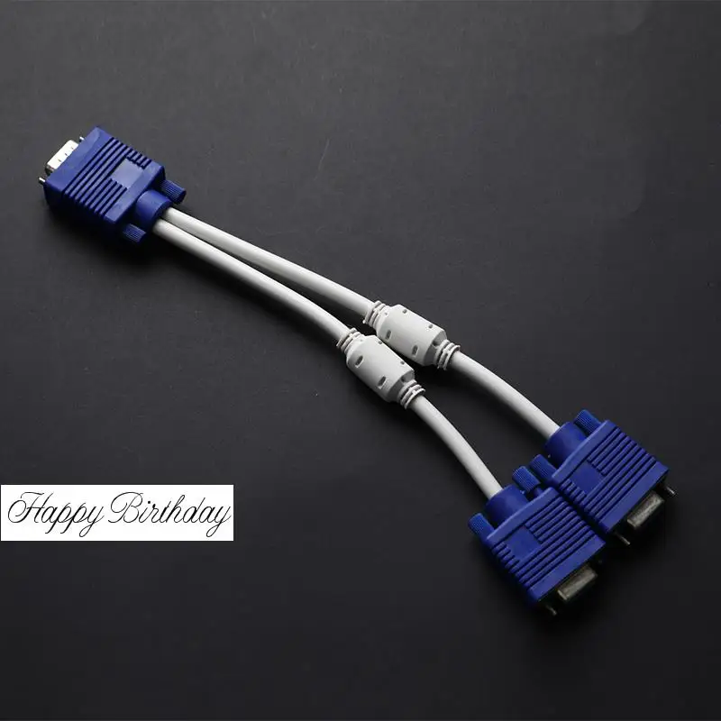 

RGB VGA SVGA Male to 2 VGA two HDB15 Female Splitter Adapter extension Cable