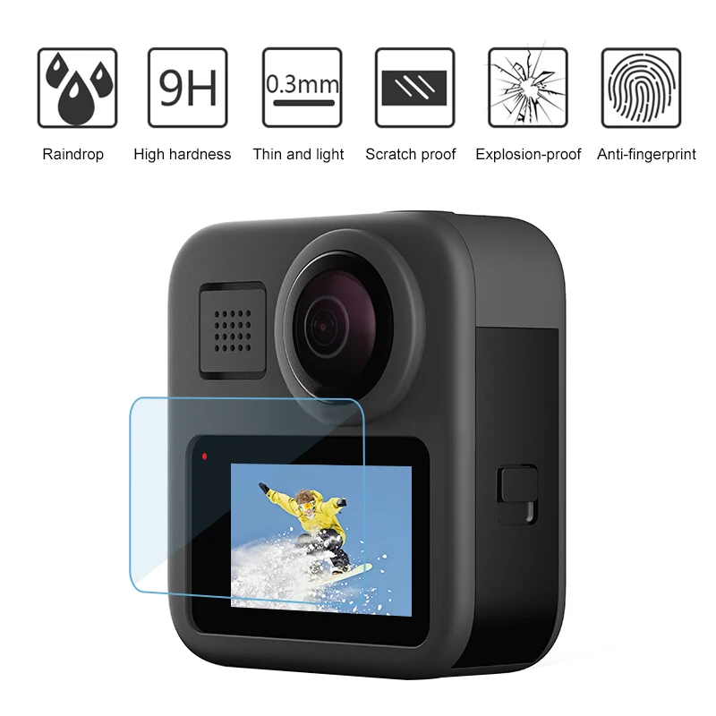 

GoPro Max Tempered Glass Screen Protector Lens Cover Protective Film 2pcs for Gopro Max Accessories Housing Tempered Glass Film