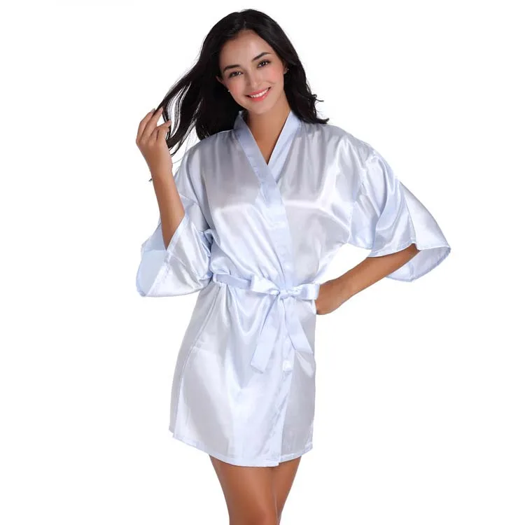 Plus Size 3XL Women's Home Wear Solid Sleepwear Cardigan Gown Loose Half Thin Sexy Short Twist Satin Bathrobe Fashion Robe