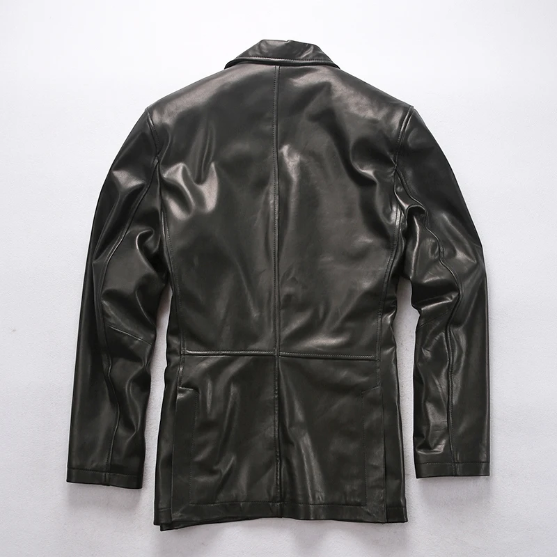 Мужская куртка из натуральной кожи в британском стиле AVFLY с двумя кнопками