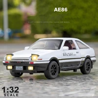 hot japan racing anime initial d 132 scale toyota ae86 trueno metal model with light and sound diecast car pull back toys