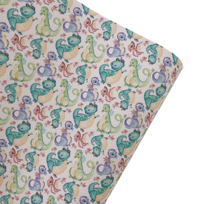 Новинка Радужный 30x13 8 см/рулон Agua Hello Dino Pu личи искусственная кожа для