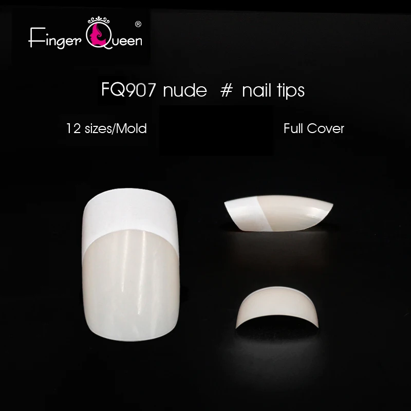 nude Fingerqueen, 480 шт, накладные ногти, длинные балерины, полная половина французских акриловых кончиков для ногтей, квадратная головка, накладные ногти FQ907 - Цвет: nude