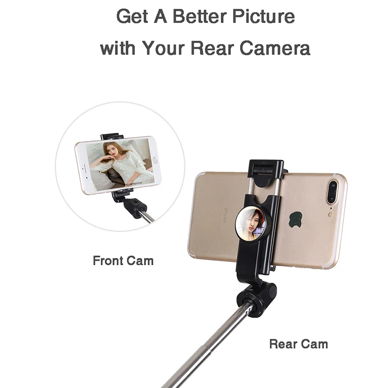 

Foldable Bluetooth Sefie Stick with Mirror Handsfree Phone Holder Selie Stock with Tripod Holder Remote Control Selfiestick