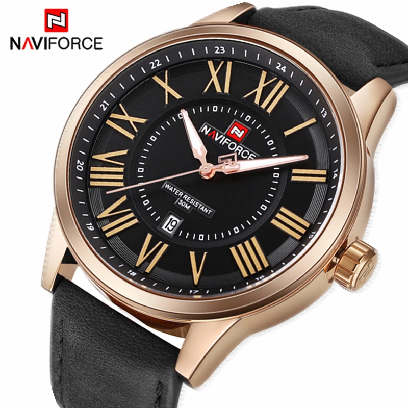 NAVIFORCE Брендовые мужские часы модные бизнес аналоговые кварцевые кожаные