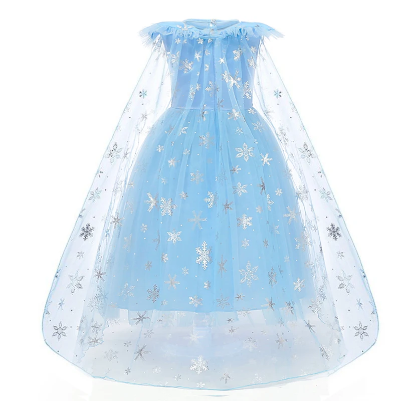 Платье для девочек накидка в виде снежинки летнее платье с блестками костюм