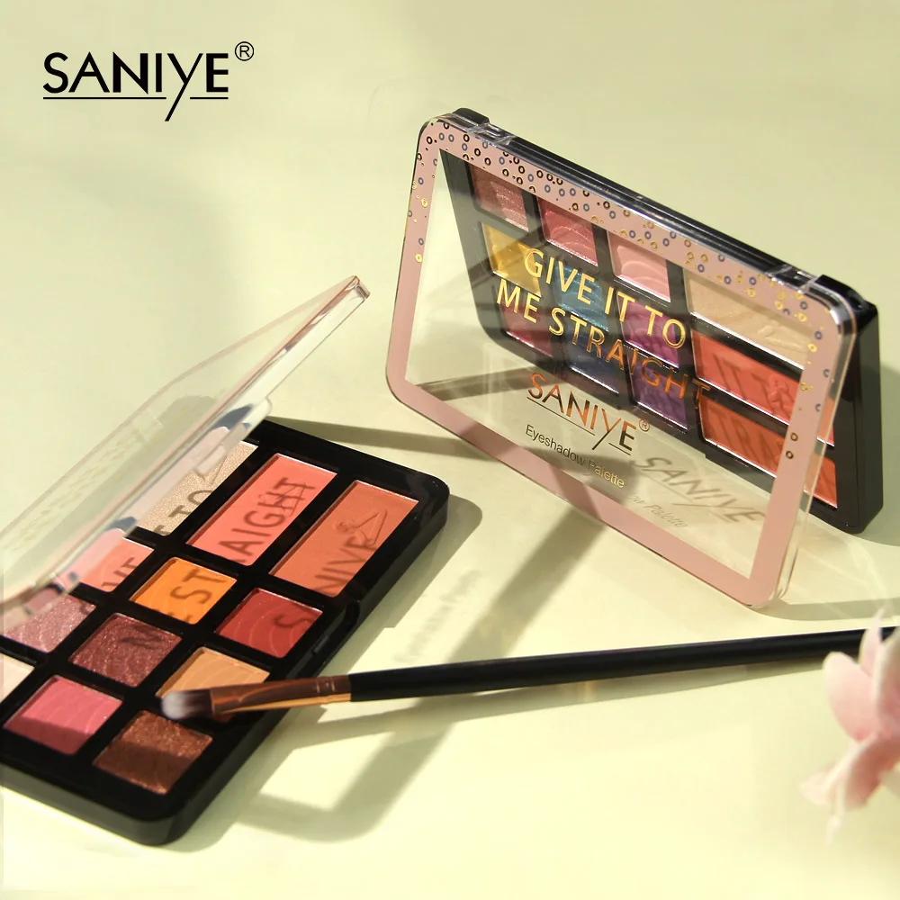 SANIYE Nudes, палитра для макияжа глаз, 12 цветов, матовые тени для век, палитра, блеск, пудра, тени для век, розовый, оранжевый, палета, De Sombra, E1236