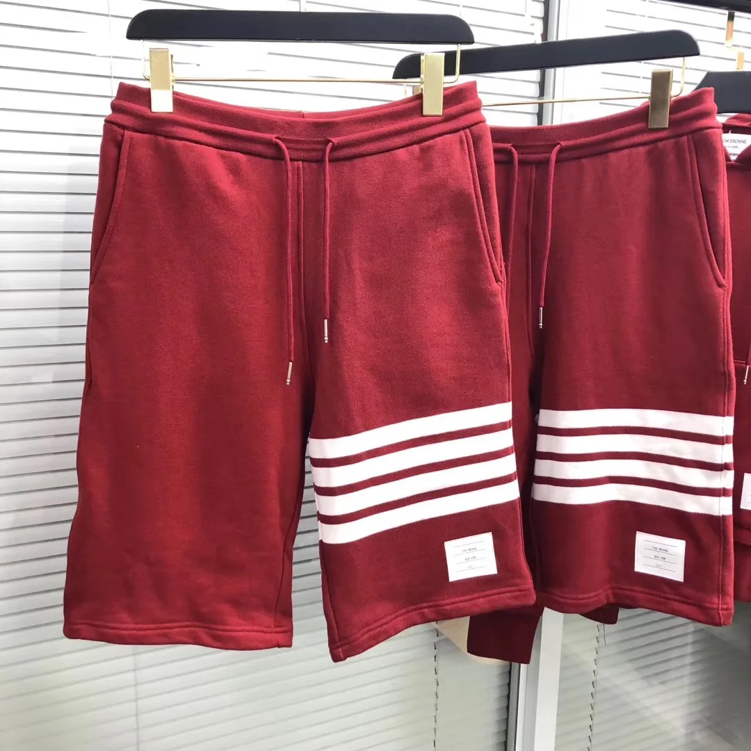 

2021 TB fashion Brand Casual sport Shorts Men red blue cotton Summer Trousers women Striped Panelled Jogger Track pants