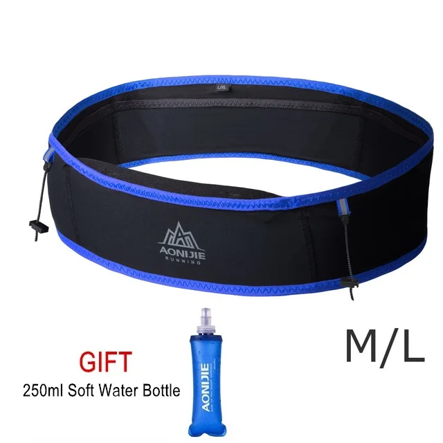 Black-Blue ML AONIJIE W938S поясная сумка для бега, мужская и женская спортивная поясная сумка, пояс для бега, невидимая поясная сумка, марафонская сумка - Цвет: Black-Blue ML