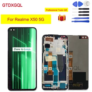 original new 6 57 lcd with frame for oppo realme x50 5g rmx2144 display screen touch assembly digitizer repair parts free global shipping