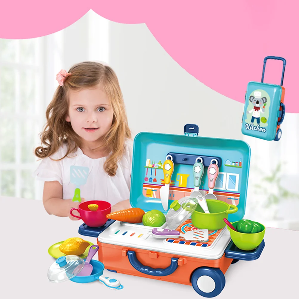 

Children's play house kitchen toy trolley box simulation cooking kitchenware set boy and girl role playing