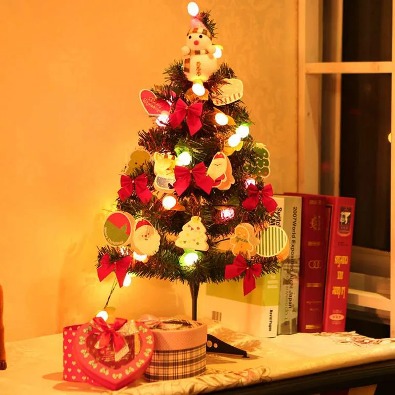 

PVC Mini Christmas Tree with Led Light Christmas Tree Decoration Accessories + Xmas Tree Light String For Home Dector