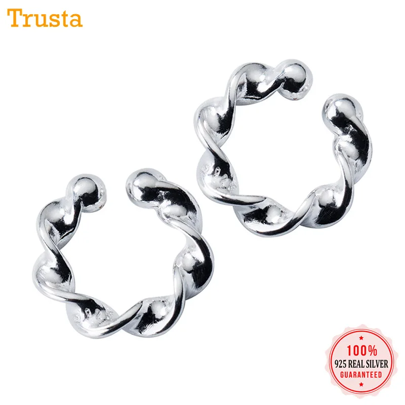 Trusta, 925 пробы, серебряные, закрученные, запонки, клипсы, серьги для женщин, девушек, без серьги в стиле пирсинга, ювелирные изделия DS622