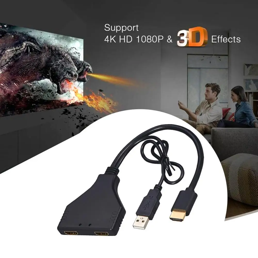 4K HDMI 2 0 кабель 1080P видео сплиттер адаптер конвертер 1 в выхода папа к UHD