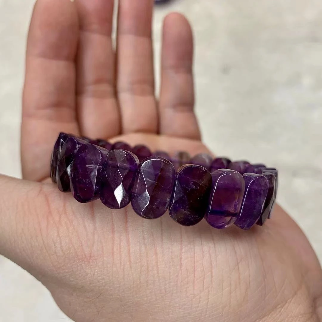 Фиолетовый аметистовый камень браслет с бусинами женский из натуральных