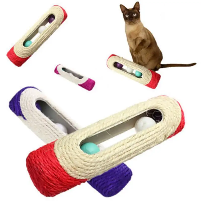 Pet Cat Scratching Post 3 Rolling Ball Sisal Tunnel Training dog Interactive Toy arranhador gato pet products toys for cats | Дом и сад