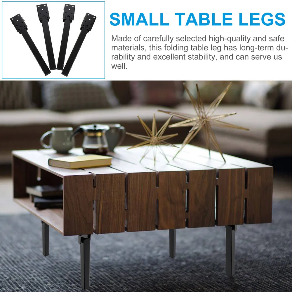 

4Pcs Square Bed Table Leg Folding Laptop Table Legs Useful Furniture Legs (Black)