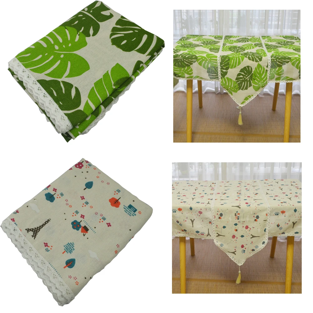 Льняная хлопковая скатерть с цветочным принтом пледы кружевная домашняя в