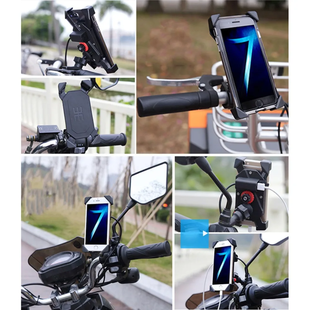 МОТОЦИКЛ ABS держатель Подставка для 4-6 дюймов смартфон gps+ USB зарядное устройство