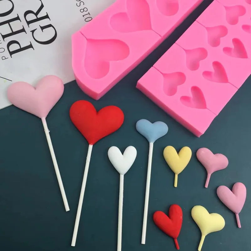 

Love chocolate silica gel mold DIY manual lollipop mold heart-shaped sugar turnover mold cake decoration accessories