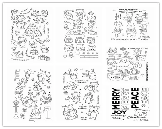 Прозрачные штампы с животными для скрапбукинга/изготовления открыток/детских