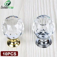10pcslot crystal glass handle door knobs 25 40mm in brass for kitchen cabinet drawer wardrobe cupboard dresser high quality