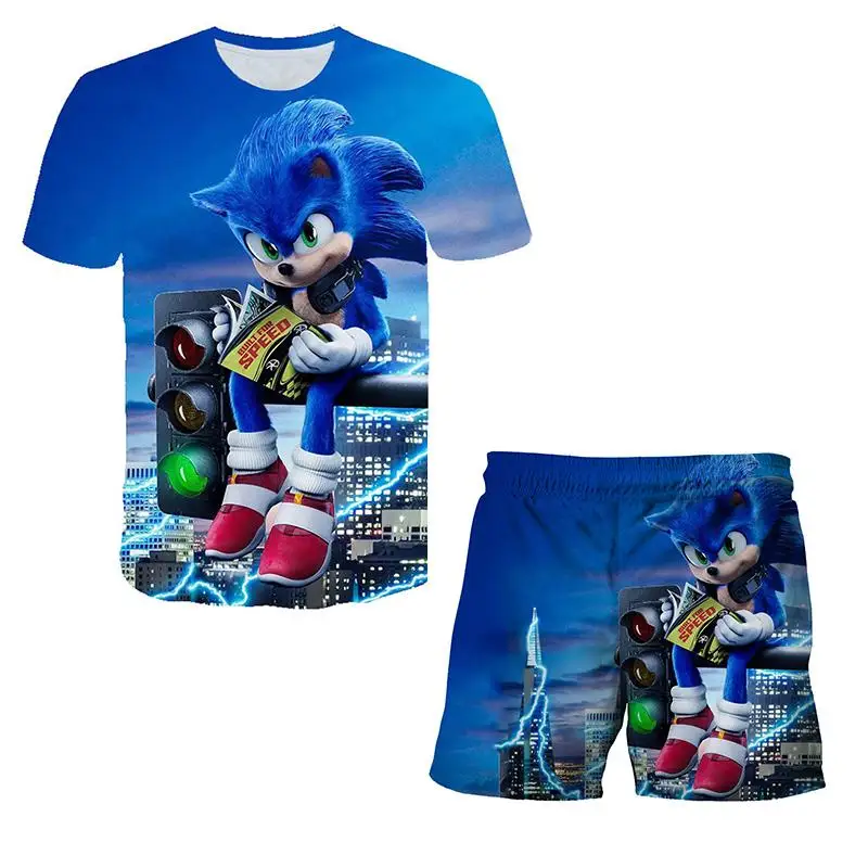 

Boys And Girls-supersonic Print Clothes For Girls 3d Fun Set Costumes Kids Summer Costumes Kids Short Sleeve + Shorts Set