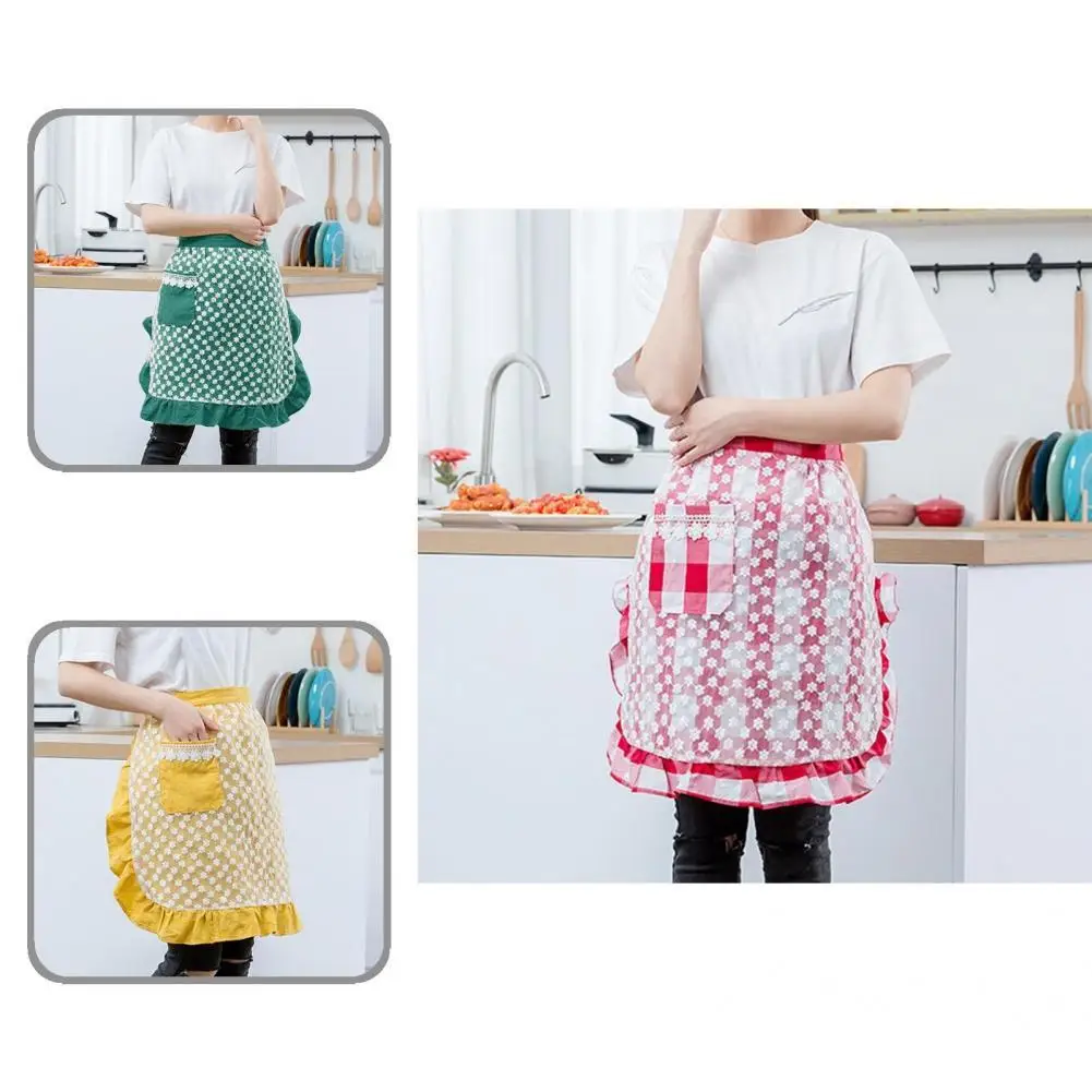 

Greaseproof Premium Baking Chef Apron Eco-Friendly Short Apron Flower Embroidery for Cafe