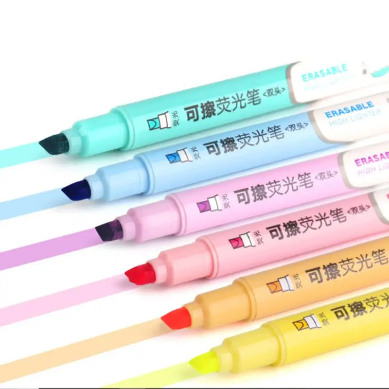 

6Pcs Double Head Erasable Highlighter Pen Marker Pastel Liquid Chalk Fluorescent Pencil Drawing Stationery Drop Shipping